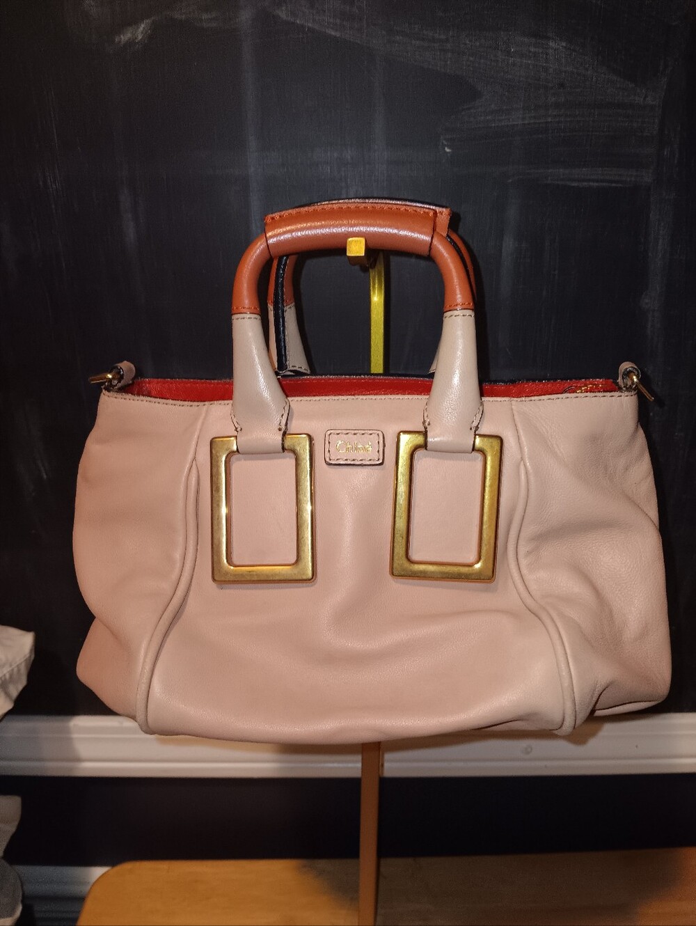 Chloe Pink and Brown Leather Top-Handle Satchel Bag